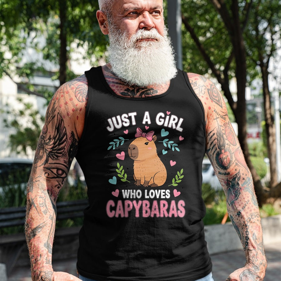 Cute Capybara Shirt, Funny Capybara Unisex T-Shirt/Hoodie/Sweatshirt HLT00 - Just a Girl who Loves Capybaras T-Shirt (3)