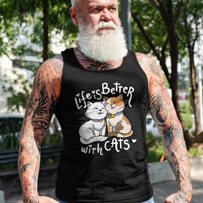 Cat Love Shirt, Funny Cat Lover Gift UnisexT-Shirt/Hoodie/Sweatshirt HLT00 - Valentine_s Cat Lover Life is Better with Cats Mother_s Day T-Shirt Small