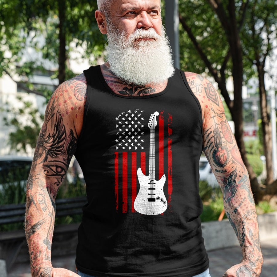 Guitar Lover Shirt, Funny Guitar UnisexT-Shirt/Hoodie/Sweatshirt HLT00 - Guitar American US Flag Music Player Electric Guitarist Gift T-Shirt