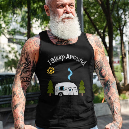 Funny Camping Shirt, Gift For Camping Lover Unisex T-Shirt/Hoodie/Sweatshirt HLT00 - Funny Sarcastic I Sleep Around RV Camping Outdoors top T-Shirt