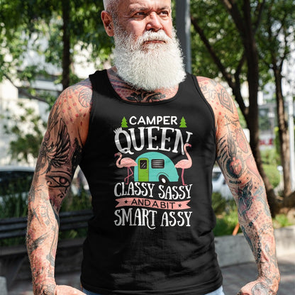 Funny Camping Shirt, Gift For Camping Lover Unisex T-Shirt/Hoodie/Sweatshirt HLT00 - Camper Queen Classy Sassy Smart Funny Women Girls Camping RV T-Shirt, Men, Black, 3X-Large