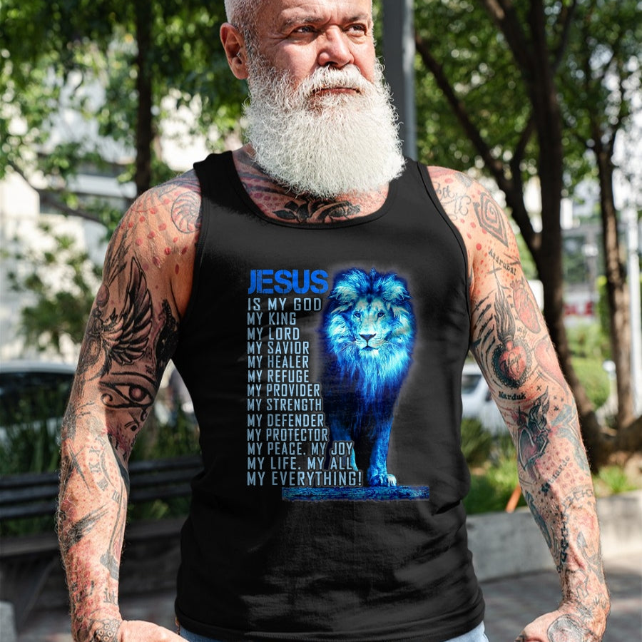 Christian Tee, Christian Faith Unisex T-Shirt/Hoodie/Sweatshirt HLT00 - Lion Christian Jesus Is My God King, Lord, and Savior T-Shirt