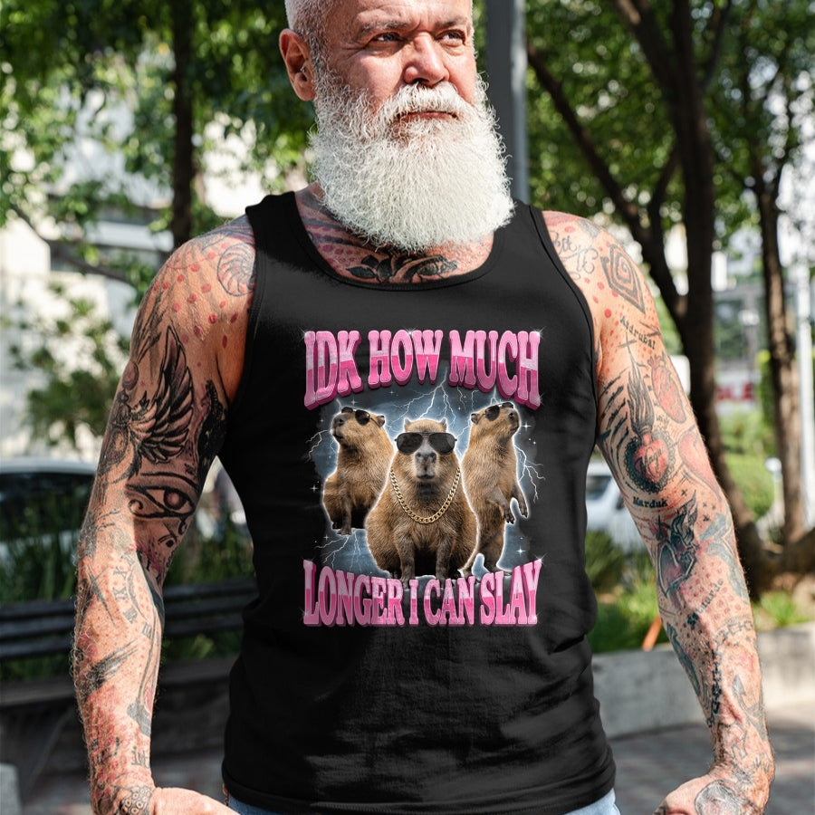 Cute Capybara Shirt, Funny Capybara Unisex T-Shirt/Hoodie/Sweatshirt HLT00 - IDK How Much Longer I Can Slay T-Shirt
