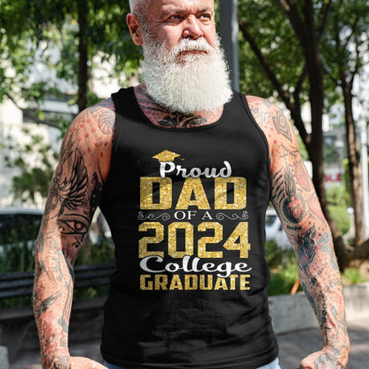 Gift for Dad Shirt, Funny Dad Unisex T-Shirt/Hoodie/Sweatshirt HLT00 – Proud Dad Of 2024 Graduate College Shirt Graduation T-Shirt