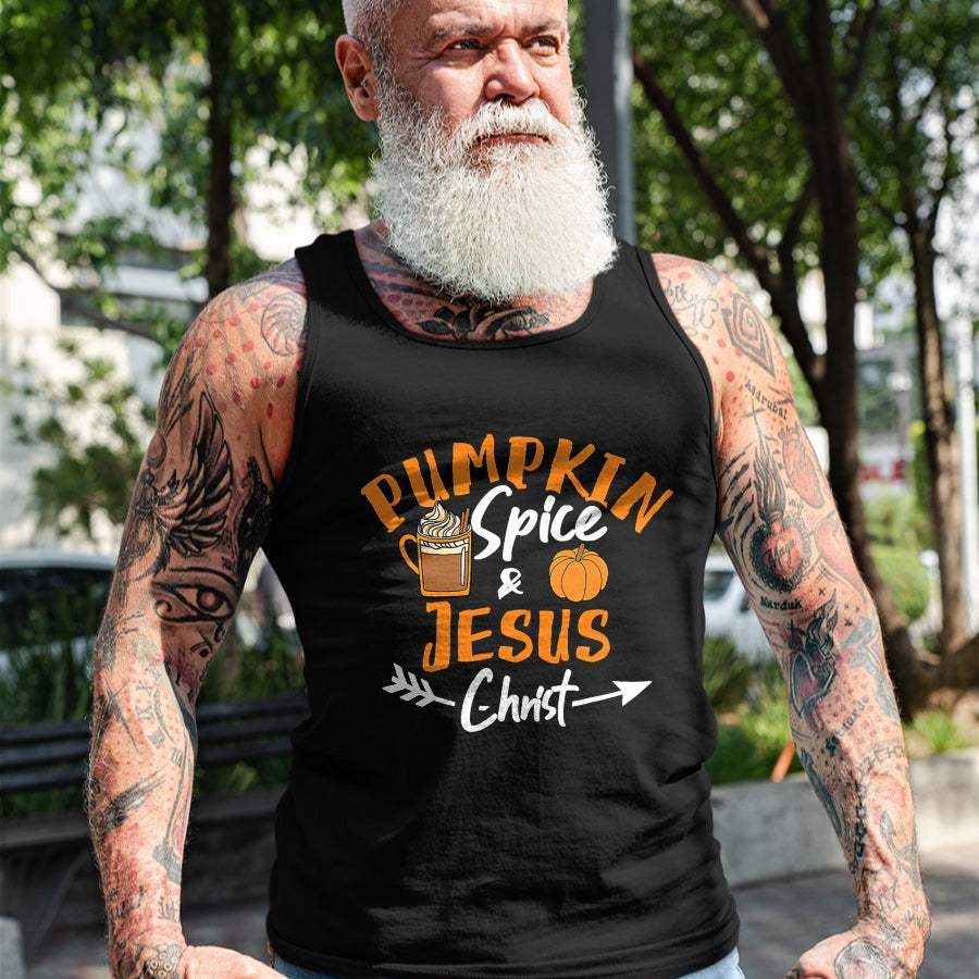 Christian Tee, Christian Faith Unisex T-Shirt/Hoodie/Sweatshirt HLT00 - Halloween Christian Pumpkin Spice And Jesus Christ Fall Leaf T-Shirt