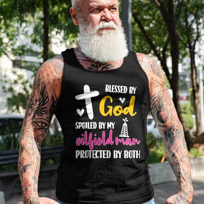 Best Wife Shirt, Wife and Husband Unisex T-Shirt/Hoodie/Sweatshirt HLT00 - Spoiled By My Oilfield Man  Husband Oilfield Worker Wife T-Shirt