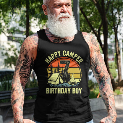 Funny Camping Shirt, Gift For Camping Lover Unisex T-Shirt/Hoodie/Sweatshirt HLT00 - Happy Camper 7 Funny Camping Campfire 7th Birthday Boy T-Shirt