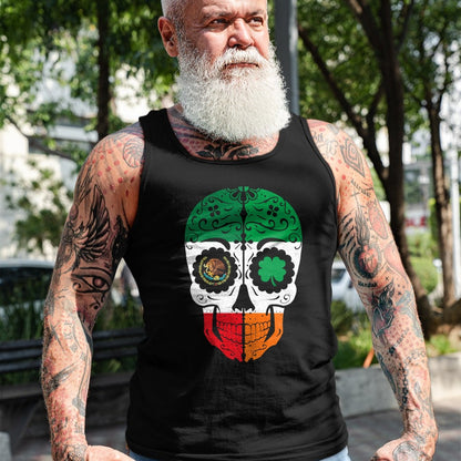Patrick Day Shirts for Family, Funny Patrick Day shirts, st patrick's day Unisex T-Shirt/Hoodie/Sweatshirt HLT00 - Mexican Irish Sugar Skull St Patrick Day Mexico Ireland Flag T-Shirt