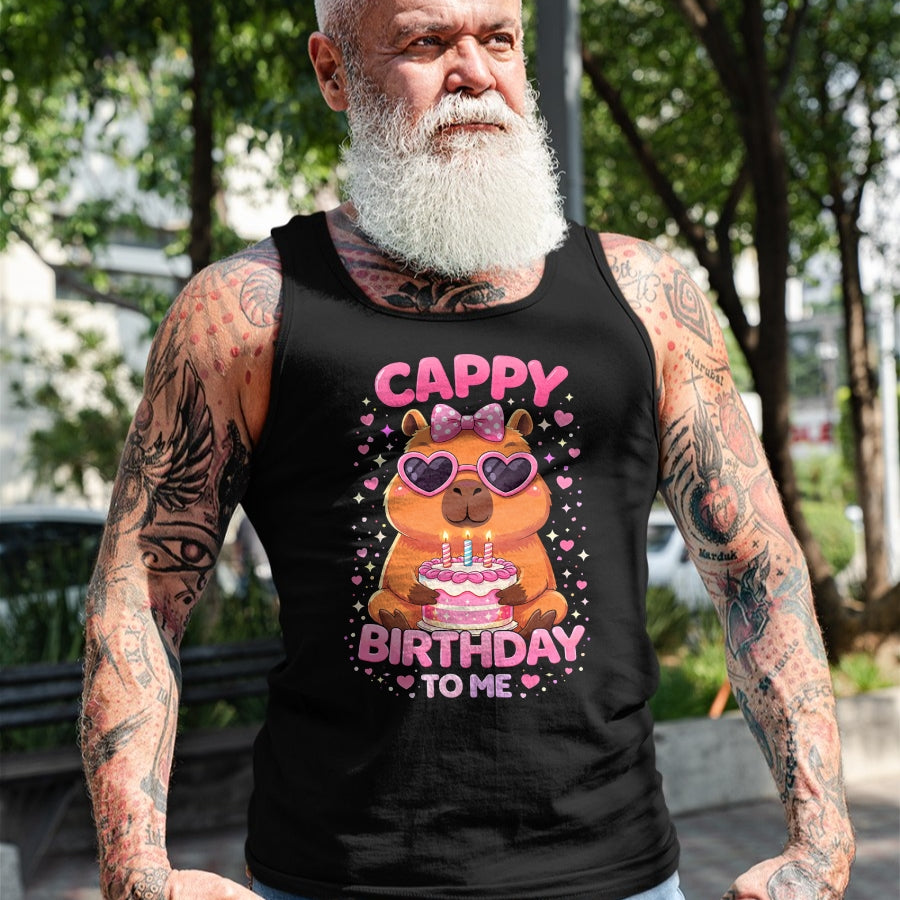 Cute Capybara Shirt, Funny Capybara UnisexT-Shirt/Hoodie/Sweatshirt HLT00 - Cappy Birthday Capybara Birthday to Me Birthday Pink Bow T-Shirt