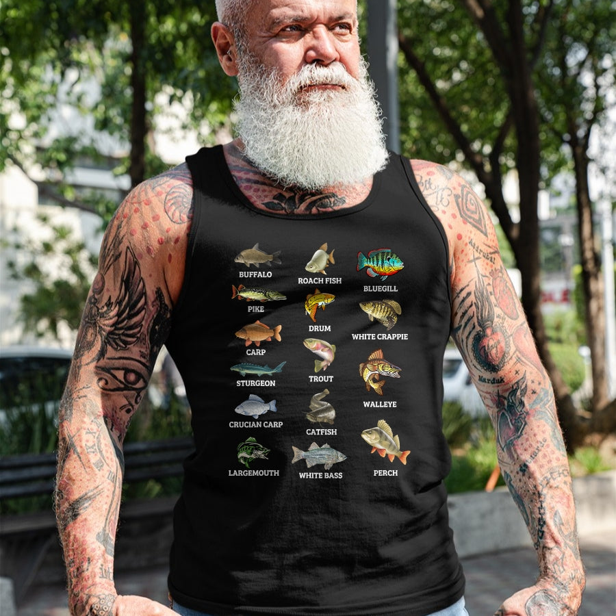 Funny Fishing Shirt, Gift For Fishing Lover Unisex T-Shirt/Hoodie/Sweatshirt HLT00 - Types of Freshwater Fish Species Fishing Fisherman Anglers T-Shirt