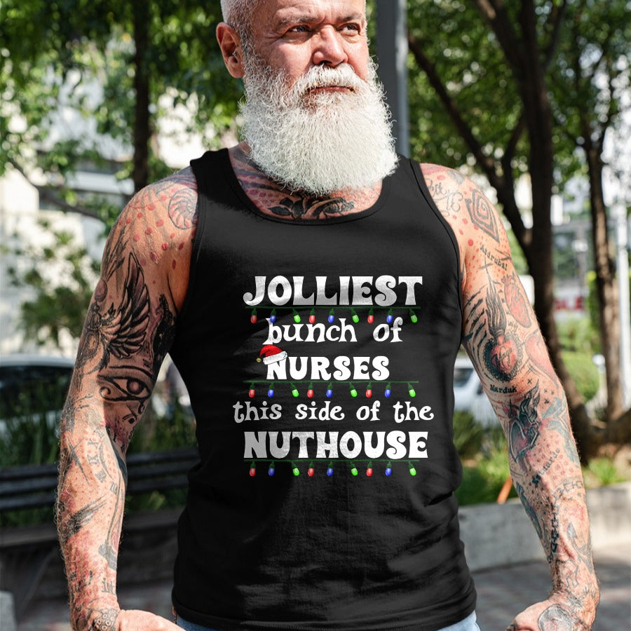 Funny Nurse Shirt, Nurse Unisex T-Shirt/Hoodie/Sweatshirt HLT00 - Funny Christmas Matching Group Work Jolliest Bunch of Nurses T-Shirt