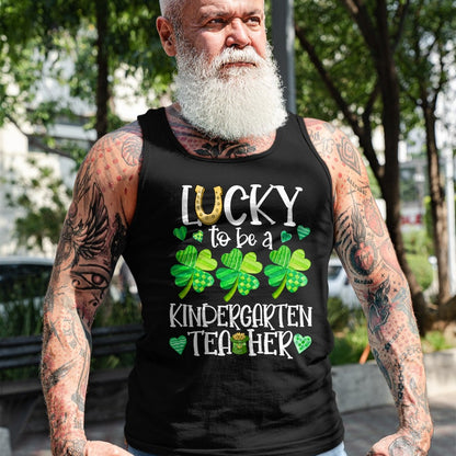 Patrick Day Shirts for Family, Funny Patrick Day shirts, st patrick's day Unisex T-Shirt/Hoodie/Sweatshirt HLT00 - Lucky To Be A Kindergarten Teacher, St Patrick Day Teachers Long Sleeve T-Shirt