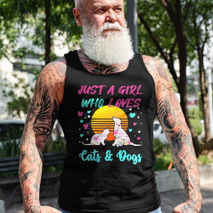 Cat Love Shirt, Funny Cat Lover Gift UnisexT-Shirt/Hoodie/Sweatshirt HLT00 - Just a Girl who Loves Cats and Dogs T-Shirt for Women T-Shirt