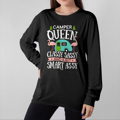 Funny Camping Shirt, Gift For Camping Lover Unisex T-Shirt/Hoodie/Sweatshirt HLT00 - Camper Queen Classy Sassy Smart Funny Women Girls Camping RV T-Shirt, Men, Black, 3X-Large