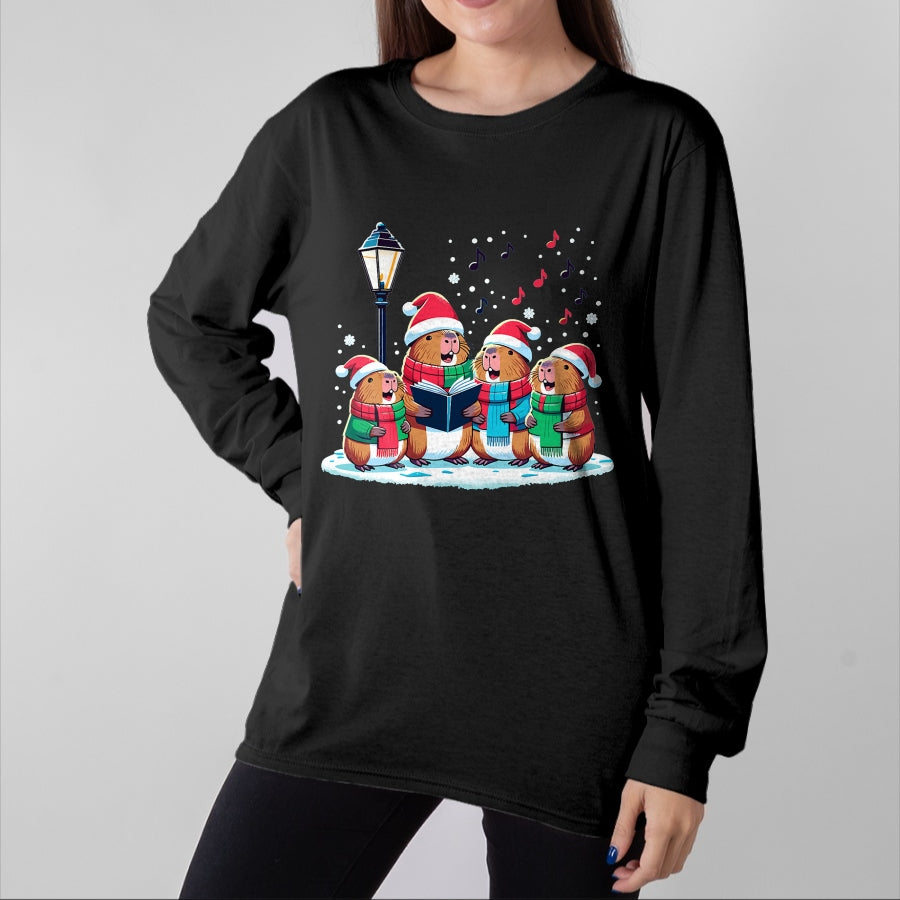 Cute Capybara Shirt, Funny Capybara Unisex T-Shirt/Hoodie/Sweatshirt HLT00 - Festive Winter Capybara Christmas T-Shirt