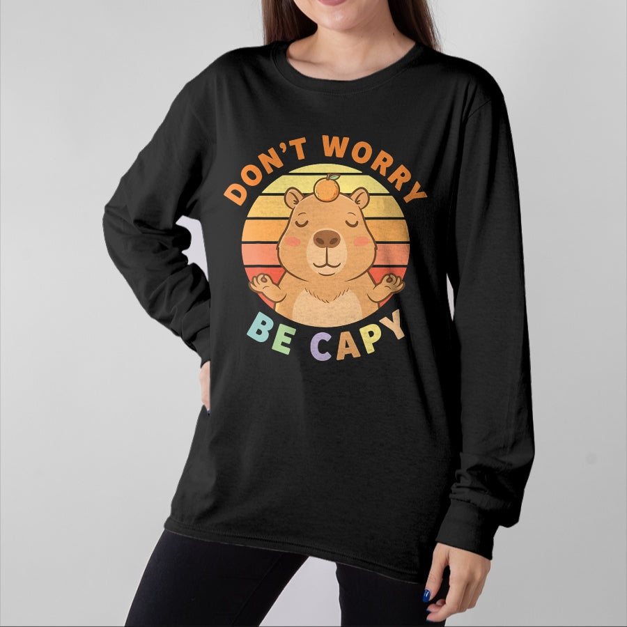 Cute Capybara Shirt, Funny Capybara Unisex T-Shirt/Hoodie/Sweatshirt HLT00 - Capybara Dont Worry Be Capy T-Shirt