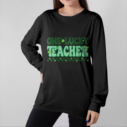 Patrick Day Shirts for Family, Funny Patrick Day shirts, st patrick's day Unisex T-Shirt/Hoodie/Sweatshirt HLT00 - St Patrick Day Shamrock One Lucky Teacher Retro Saint Pattys T-Shirt