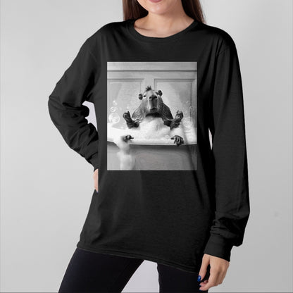 Cute Capybara Shirt, Funny Capybara Unisex T-Shirt/Hoodie/Sweatshirt HLT00 - Funny Graphic Capybara Long Sleeve T-Shirt (15)
