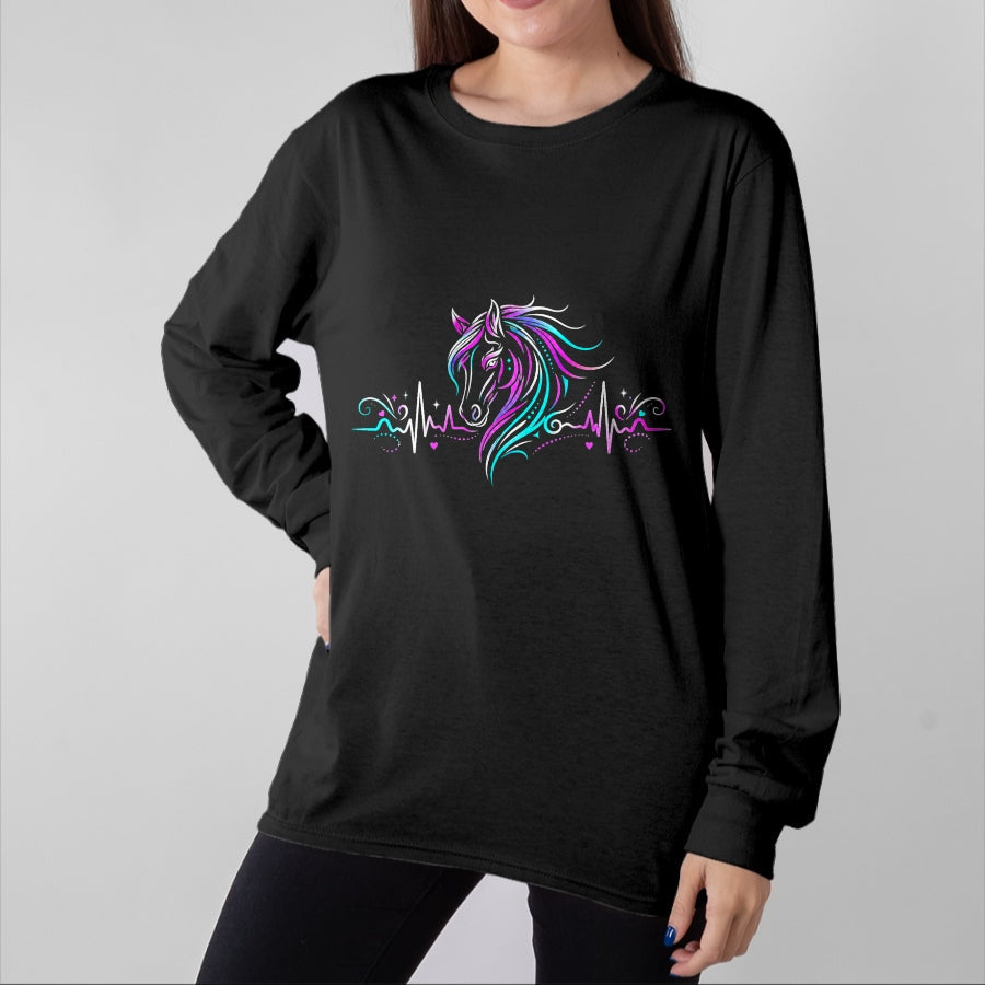 Best Horse Lover Shirt , Funny Horse UnisexT-Shirt/Hoodie/Sweatshirt HLT00 - Horse Head with Heartbeat Line Art T-Shirt