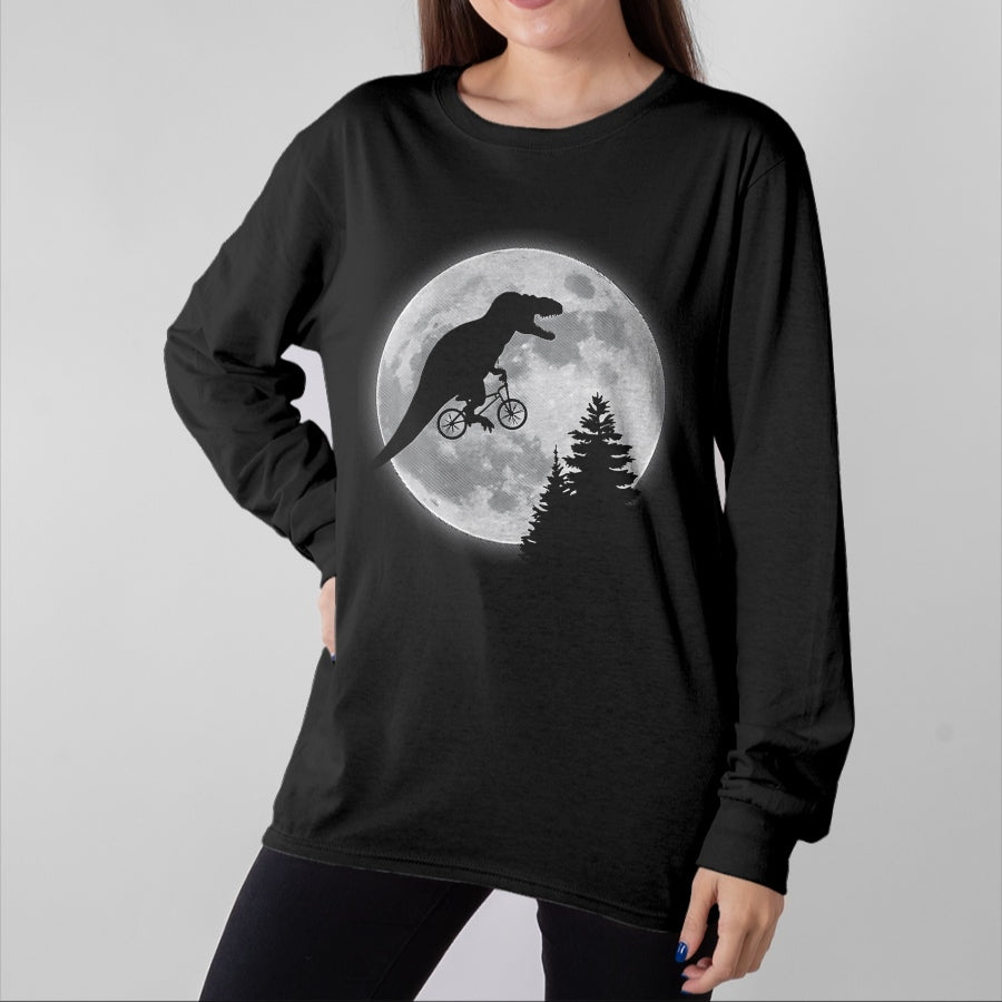 Best Dinosaur Lover Shirt, Funny Dinosaur UnisexT-Shirt/Hoodie/Sweatshirt HLT00 - T-rex Bike Moon  Dinosaur Moon Bike T-Shirt