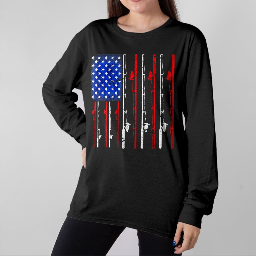 Funny Fishing Shirt, Gift For Fishing Lover Unisex T-Shirt/Hoodie/Sweatshirt HLT00 - Fishing Shirt American Flag Shirt Fishing T-Shirt