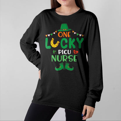 Patrick Day Shirts for Family, Funny Patrick Day shirts, st patrick's day Unisex T-Shirt/Hoodie/Sweatshirt HLT00 - Leprechaun Happy Saint Patrick Day One Lucky PICU Nurse T-Shirt