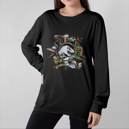 Best Dinosaur Lover Shirt, Funny Dinosaur UnisexT-Shirt/Hoodie/Sweatshirt HLT00 - Jurassic World Rebirth Circle Logo Dinosaurs T-Shirt
