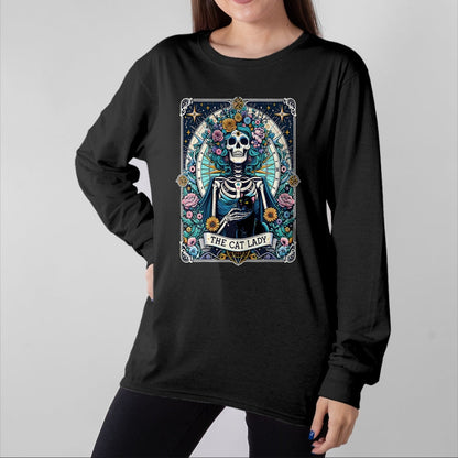 Cat Love Shirt, Funny Cat Lover Gift UnisexT-Shirt/Hoodie/Sweatshirt HLT00 - The Cat Lady Tarot Card Skeleton Cat Mom Cat Lover T-Shirt