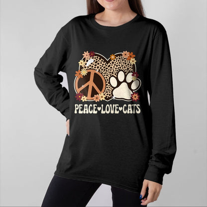 Cat Love Shirt, Funny Cat Lover Gift UnisexT-Shirt/Hoodie/Sweatshirt HLT00 - Peace Love Cats Cheetah Print Women Girl Cat Owner Cat Lover T-Shirt