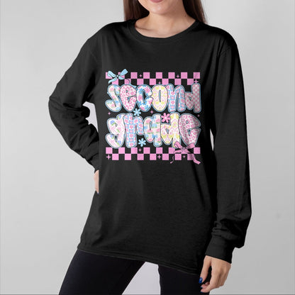 Best Student Shirt, Funny Back To School UnisexT-Shirt/Hoodie/Sweatshirt HLT00 - Second 2nd Grade Coquette Bow Back to School Teacher Girls T-Shirt