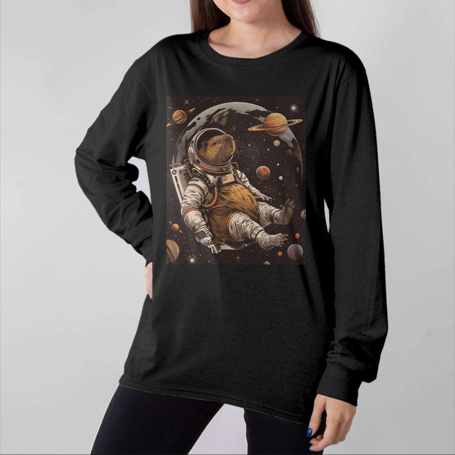 Cute Capybara Shirt, Funny Capybara Unisex T-Shirt/Hoodie/Sweatshirt HLT00 - Funny Graphic Capybara Long Sleeve T-Shirt (19)
