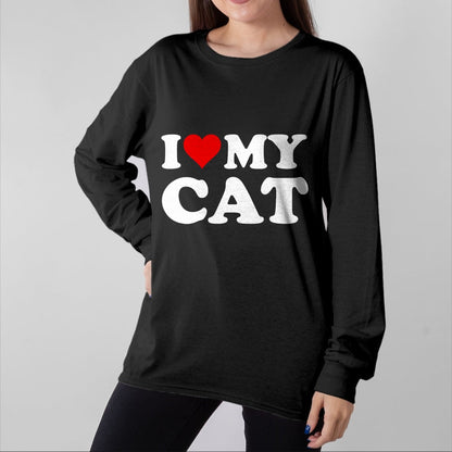 Cat Love Shirt, Funny Cat Lover Gift UnisexT-Shirt/Hoodie/Sweatshirt HLT00 - Red Heart I Love My Cat T-Shirt (1)