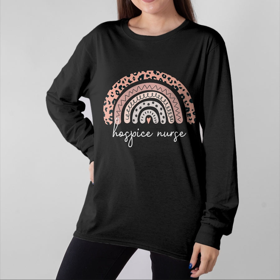 Funny Nurse Shirt, Nurse Unisex T-Shirt/Hoodie/Sweatshirt HLT00 - Hospice Nurse Leopard Rainbow Graduation Medical Nursing RN T-Shirt