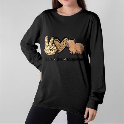 Cute Capybara Shirt, Funny Capybara Unisex T-Shirt/Hoodie/Sweatshirt HLT00 - Kawaii Kids Womens Girls Peace Love Meme Lover Capybara T-Shirt