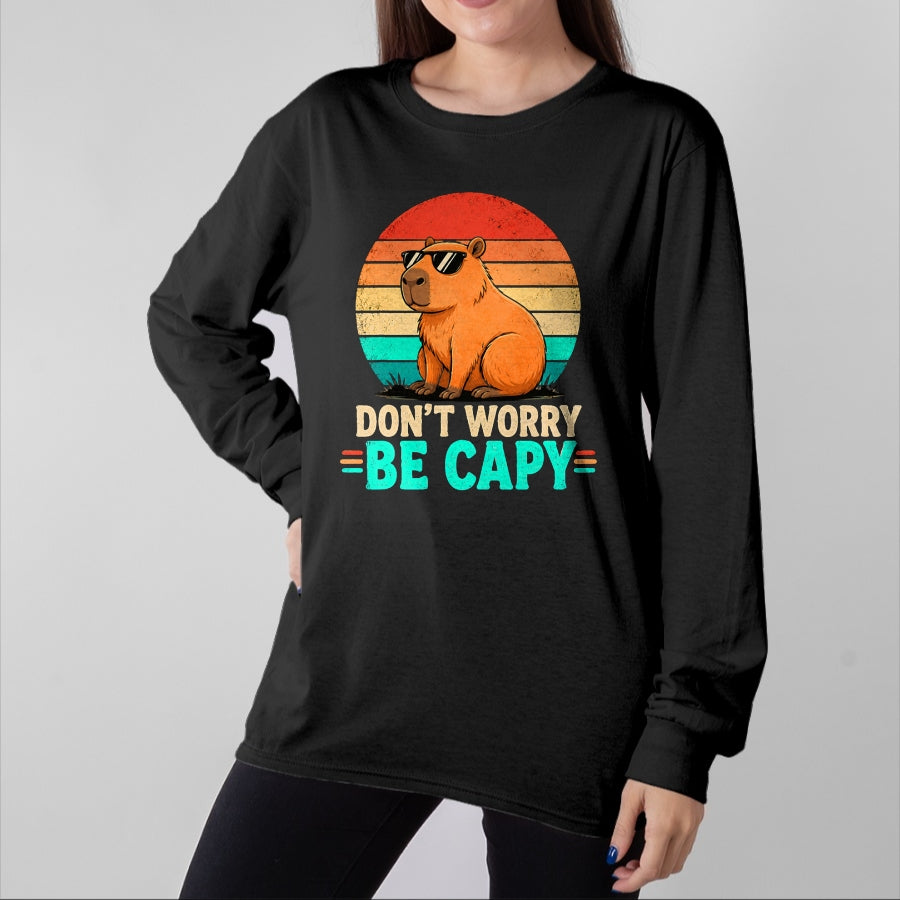 Cute Capybara Shirt, Funny Capybara Unisex T-Shirt/Hoodie/Sweatshirt HLT00 - Funny Be Capy Relaxed Capybara Vintage Cartoon Graphic T-Shirt