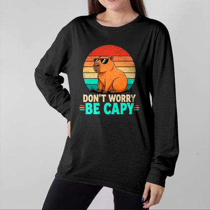 Cute Capybara Shirt, Funny Capybara Unisex T-Shirt/Hoodie/Sweatshirt HLT00 - Funny Be Capy Relaxed Capybara Vintage Cartoon Graphic T-Shirt