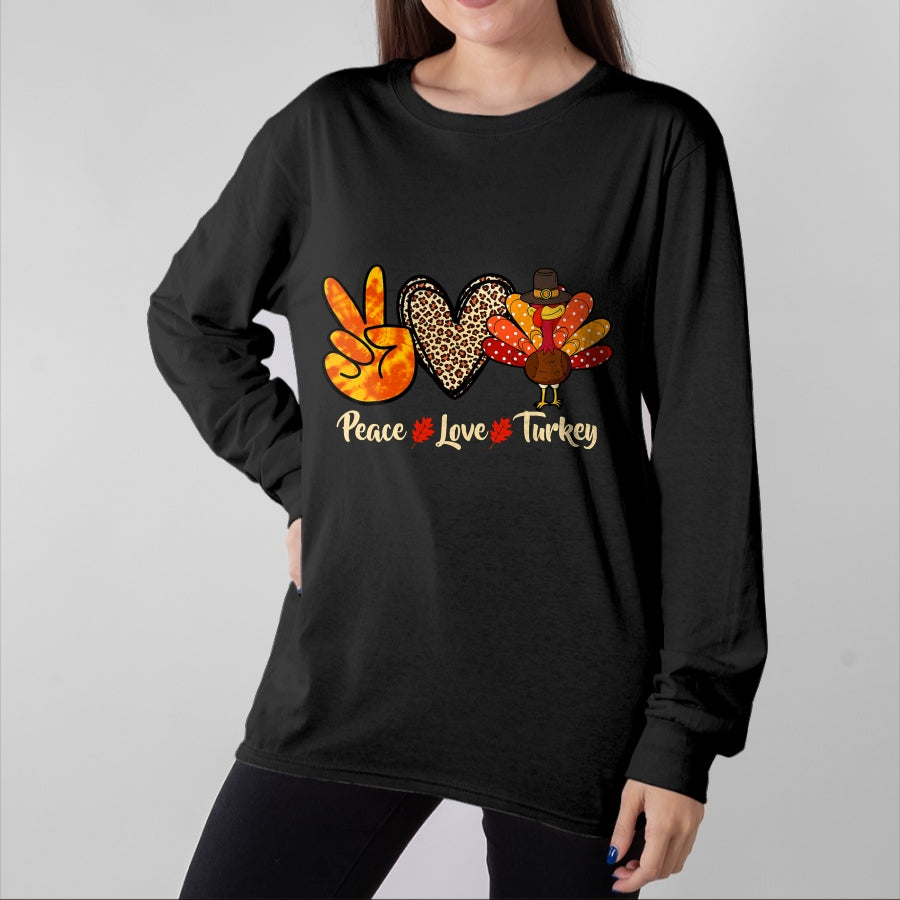 Best Thanksgiving Family Shirt , Funny Thanksgiving UnisexT-Shirt/Hoodie/Sweatshirt HLT00 - Peace Love Turkey Little Pilgrim Thanksgiving Womens Girls T-Shirt