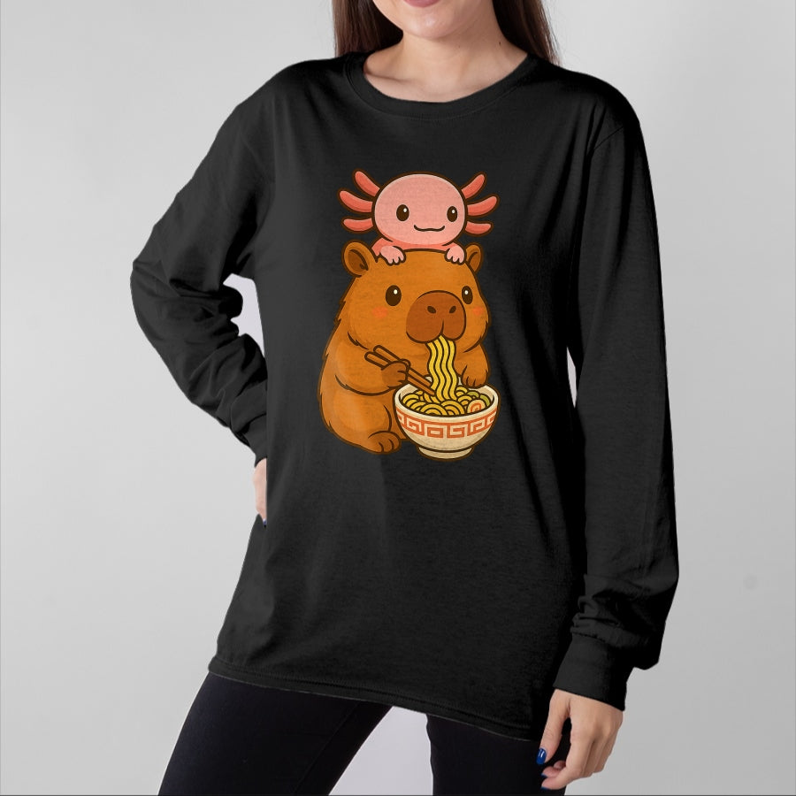 Cute Capybara Shirt, Funny Capybara UnisexT-Shirt/Hoodie/Sweatshirt HLT00 - Capybara Anime Ramen Axolotl Funny Graphic Kawaii Capibara T-Shirt