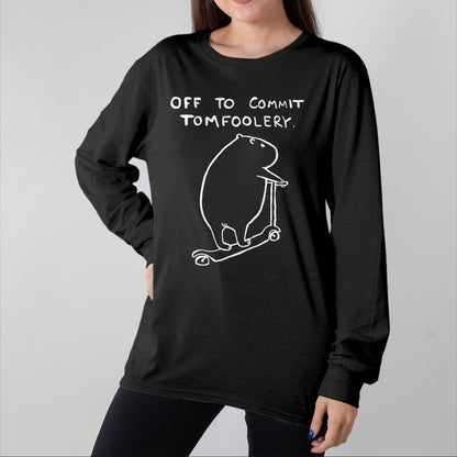 Cute Capybara Shirt, Funny Capybara Unisex T-Shirt/Hoodie/Sweatshirt HLT00 - Capybara Off to Commit Tomfoolery T-Shirt