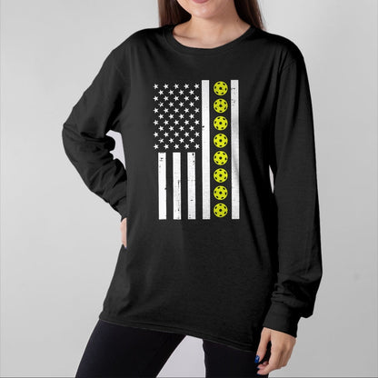 Funny Pickleball Shirt, Pickleball Lover Unisex T-Shirt/Hoodie/Sweatshirt HLT00 - Pickle Ball US Flag Pickleball Patriotic Men Women Kids Boys T-Shirt