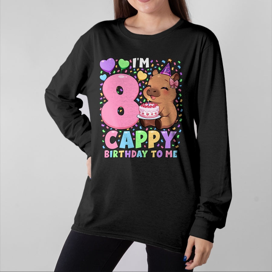 Cute Capybara Shirt, Funny Capybara UnisexT-Shirt/Hoodie/Sweatshirt HLT00 - Capybara Birthday Shirt 8 Kawaii Girl Capybara 8th Birthday T-Shirt