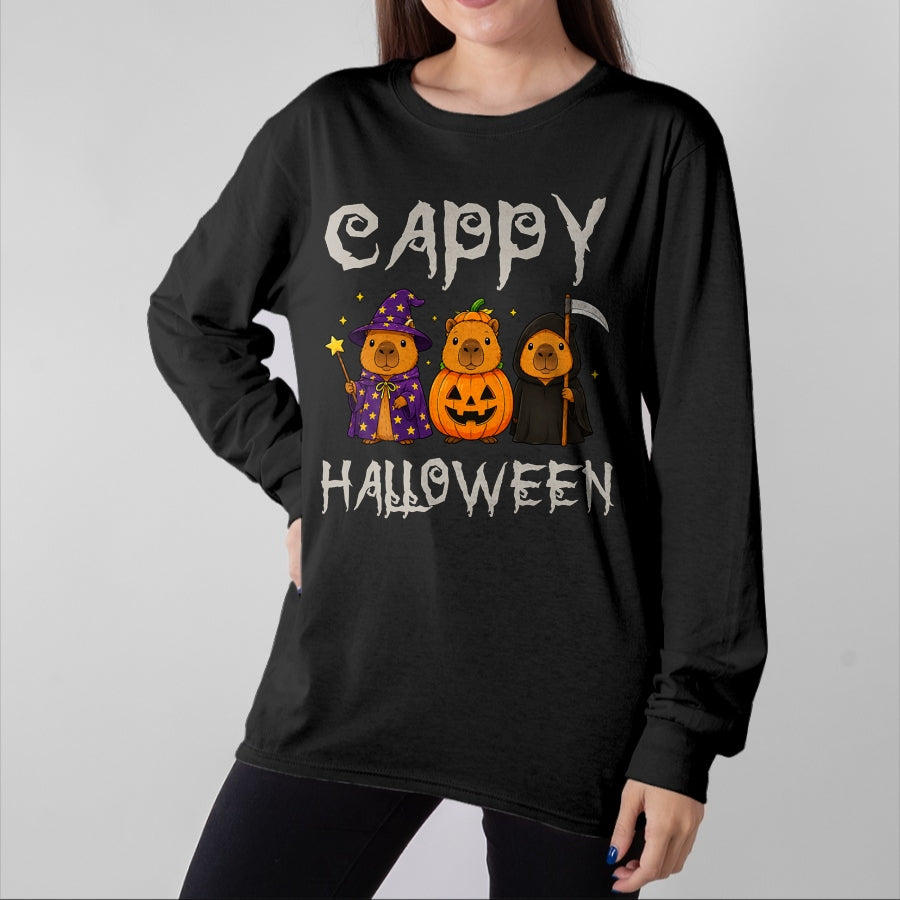 Cute Capybara Shirt, Funny Capybara UnisexT-Shirt/Hoodie/Sweatshirt HLT00 - Cappy Halloween Funny Capybara Witch Pumpkin Reaper Spooky T-Shirt