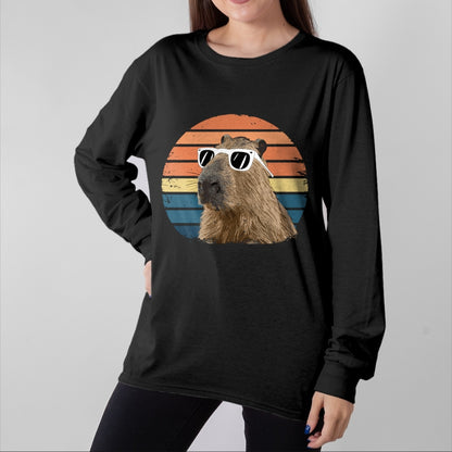 Cute Capybara Shirt, Funny Capybara Unisex T-Shirt/Hoodie/Sweatshirt HLT00 - Funny Capybara Vintage Long Sleeve T-Shirt