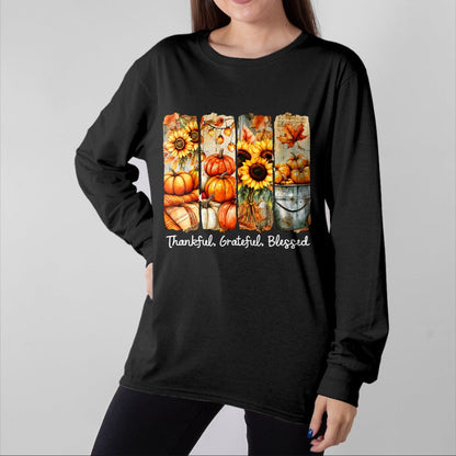 Best Thanksgiving Family Shirt , Funny Thanksgiving UnisexT-Shirt/Hoodie/Sweatshirt HLT00 - Grateful Thankful Blessed Happy Thanksgiving Pumpkin Womens T-Shirt