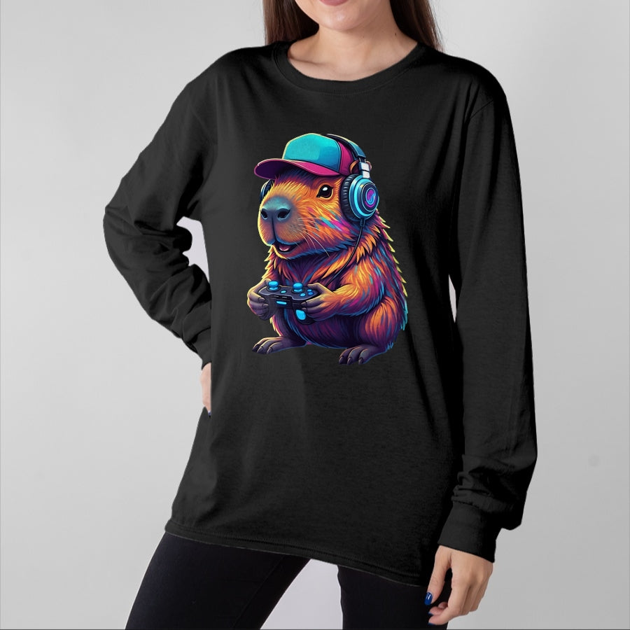 Cute Capybara Shirt, Funny Capybara Unisex T-Shirt/Hoodie/Sweatshirt HLT00 - Funny Capybara Gamer Gaming Video Games Capybara T-Shirt