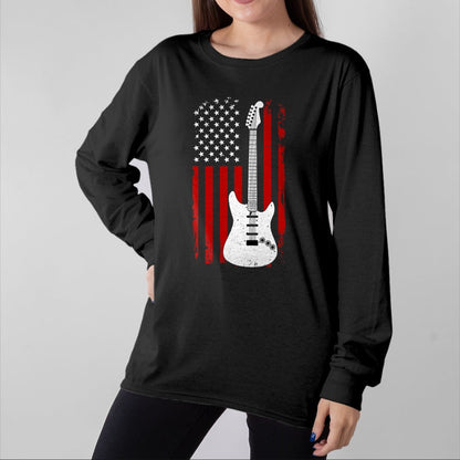 Guitar Lover Shirt, Funny Guitar UnisexT-Shirt/Hoodie/Sweatshirt HLT00 - Guitar American US Flag Music Player Electric Guitarist Gift T-Shirt