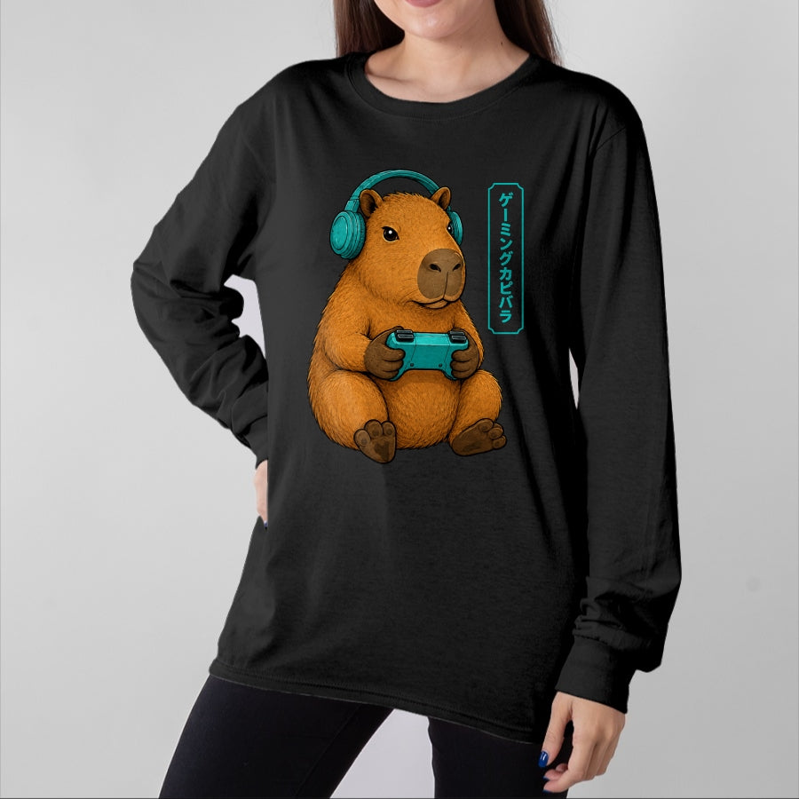 Cute Capybara Shirt, Funny Capybara Unisex T-Shirt/Hoodie/Sweatshirt HLT00 - Capybara Funny Anime Gamer Animal Video Gaming T-Shirt
