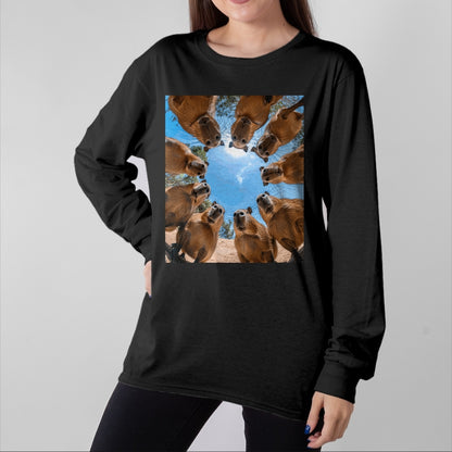 Cute Capybara Shirt, Funny Capybara Unisex T-Shirt/Hoodie/Sweatshirt HLT00 - Funny Graphic Capybara Long Sleeve T-Shirt (3)