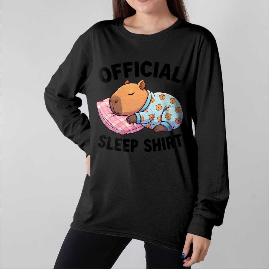 Cute Capybara Shirt, Funny Capybara Unisex T-Shirt/Hoodie/Sweatshirt HLT00 - Cute Kawaii Sleeping Capybara Official Sleepshirt Nightgown T-Shirt