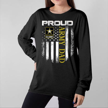 Gift for Dad Shirt, Funny Dad Unisex T-Shirt/Hoodie/Sweatshirt HLT00 – Vintage Proud Army Dad With American Flag Gift T-Shirt